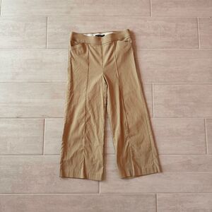 Counterpart Crop Wide Leg Pants Seamed Capris Length Pull-on Kahki Small Stretch